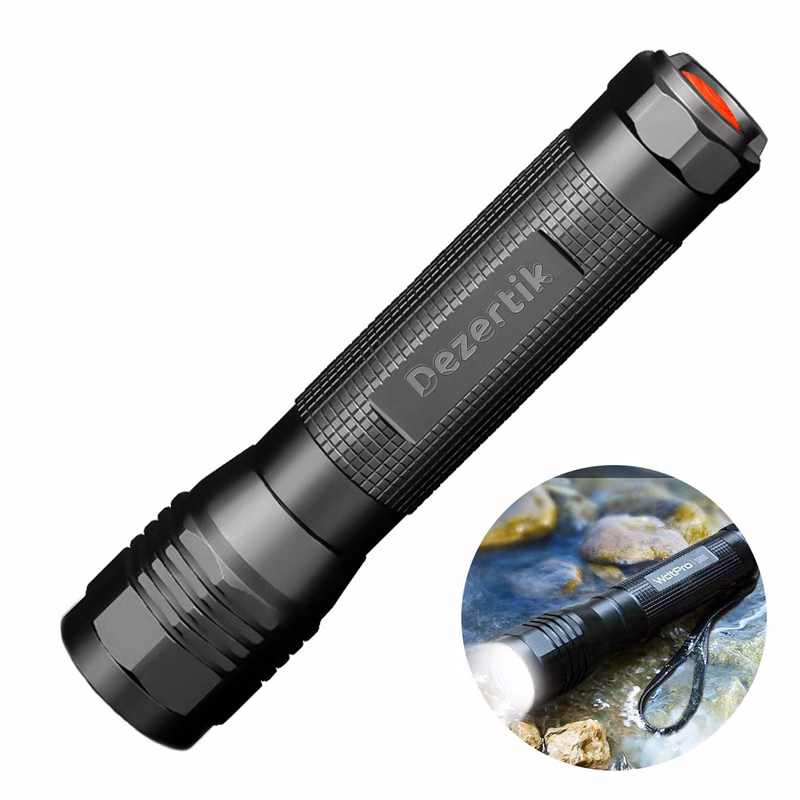 High Power Zoomable LED Flashlight - IP67 Waterproof & 4*AA