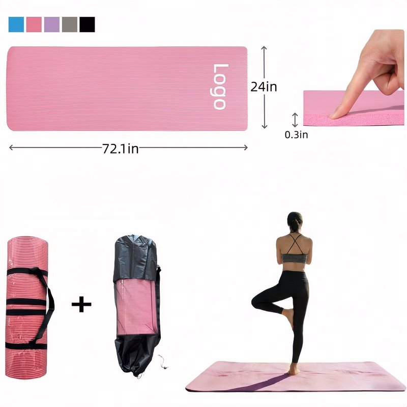 72" x 24" Thick Portable Yoga Mat with Storage Bag