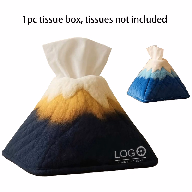 Plush Golden Mountain Sunrise Tissue Box Cover