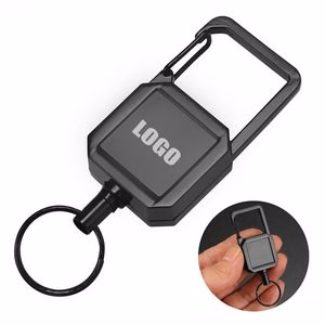 Sleek Metal Square Keychain With Durable Steel Wire Rope
