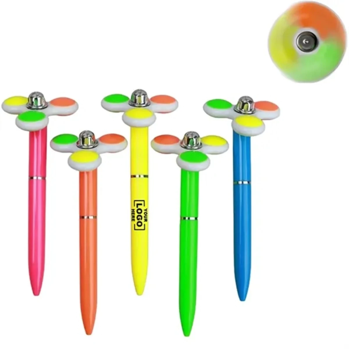 Plastic Pen With Colorful Spinner Top 1