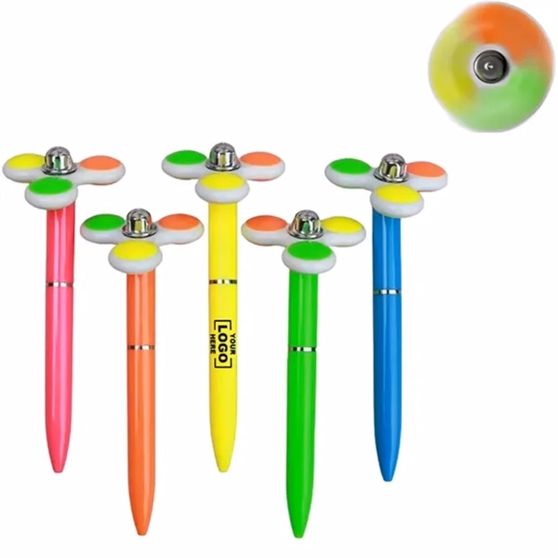 Plastic Pen With Colorful Spinner Top