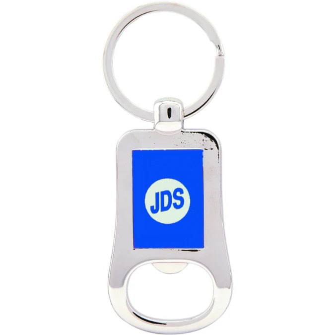 2 1/8" Silver/Blue Bottle Opener Keychain 1