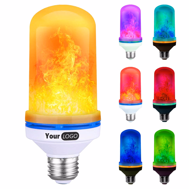 Plastic Multi-Color Flame Simulation Led Bulb For Unique Decor
