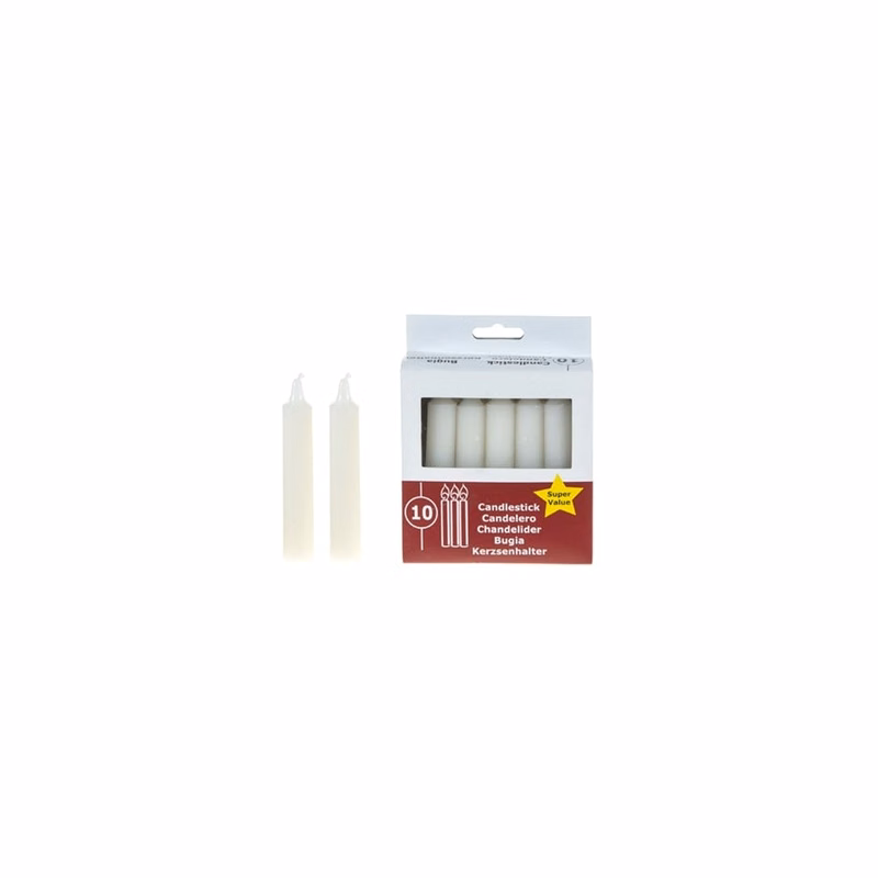 4" Unscented Taper Candles - White 10 Count
