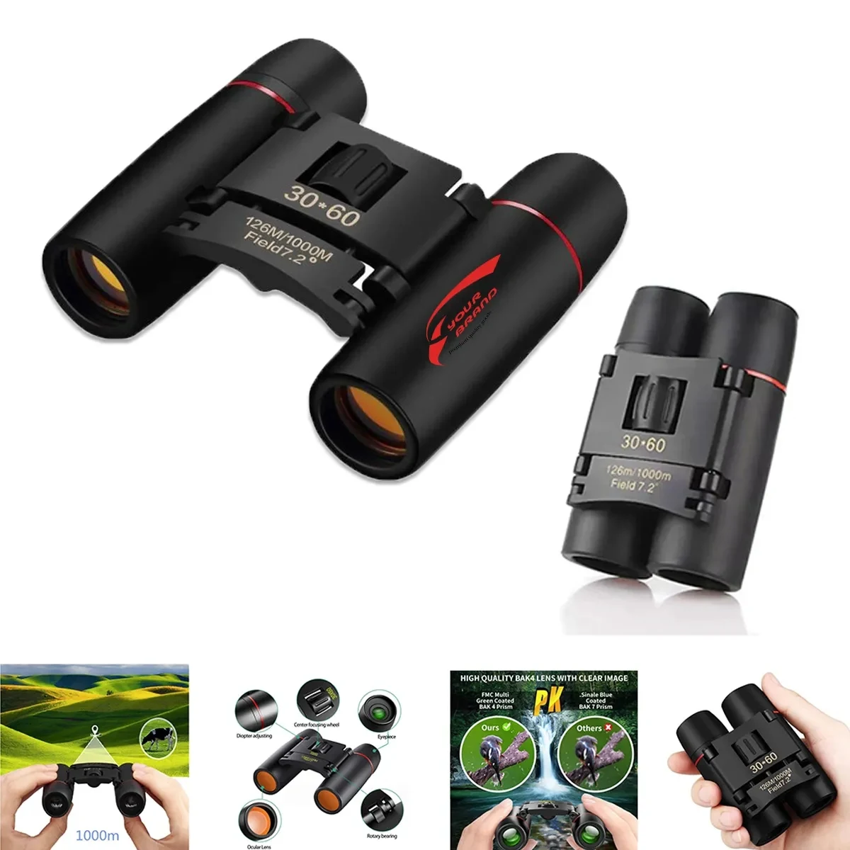 Outdoor Low-Light Night Vision Red Film 30x60 Binoculars 1