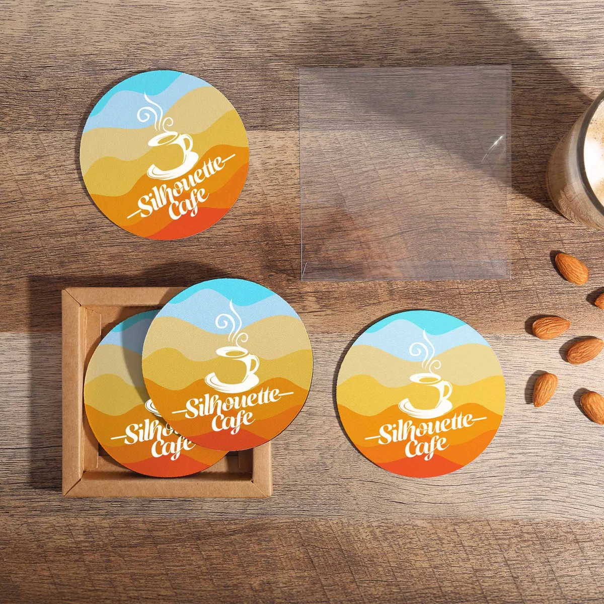 4 Pc reGen Recycled Polyester Round Dye Sub Coaster Set 1