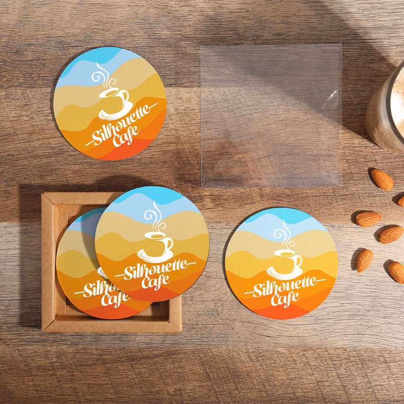 4 Pc reGen Recycled Polyester Round Dye Sub Coaster Set