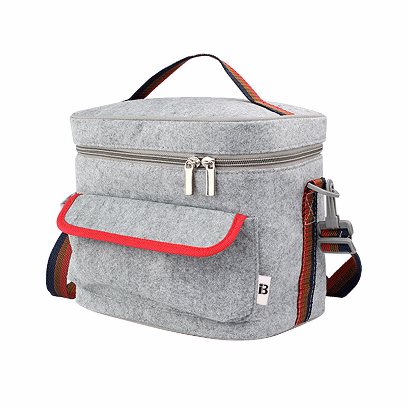 Felt Double Layer Insulated Lunch Shoulder Bag