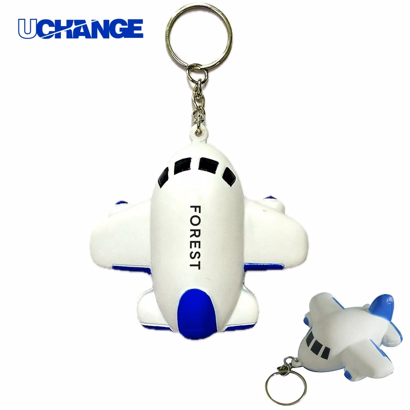 Airplane Shape Stress Ball Keychain for Promotions