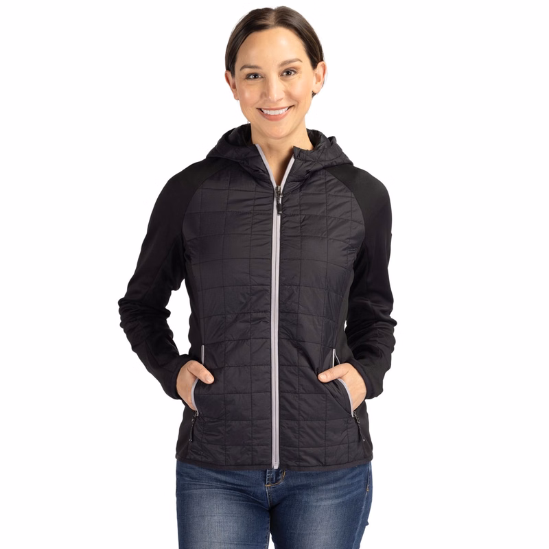 Cutter & Buck Rainier Recycled Insulated Hybrid Puffer Womens Full Zip Jacket