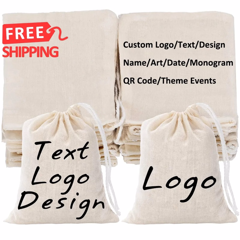 Muslin Cotton Drawstring Gift Bag
