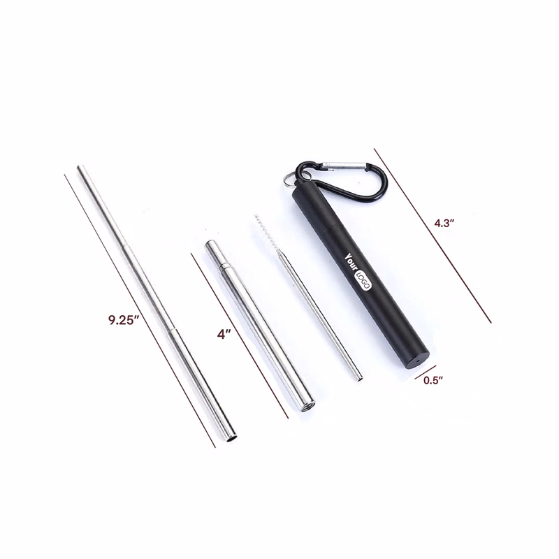 Telescopic Stainless Steel Straw Kit MOQ 50PCS