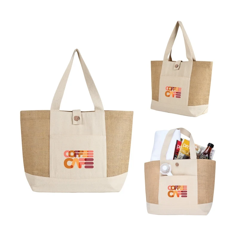 Emma Jute and Cotton Shopper Tote, custom tote bag with logo imprint 1