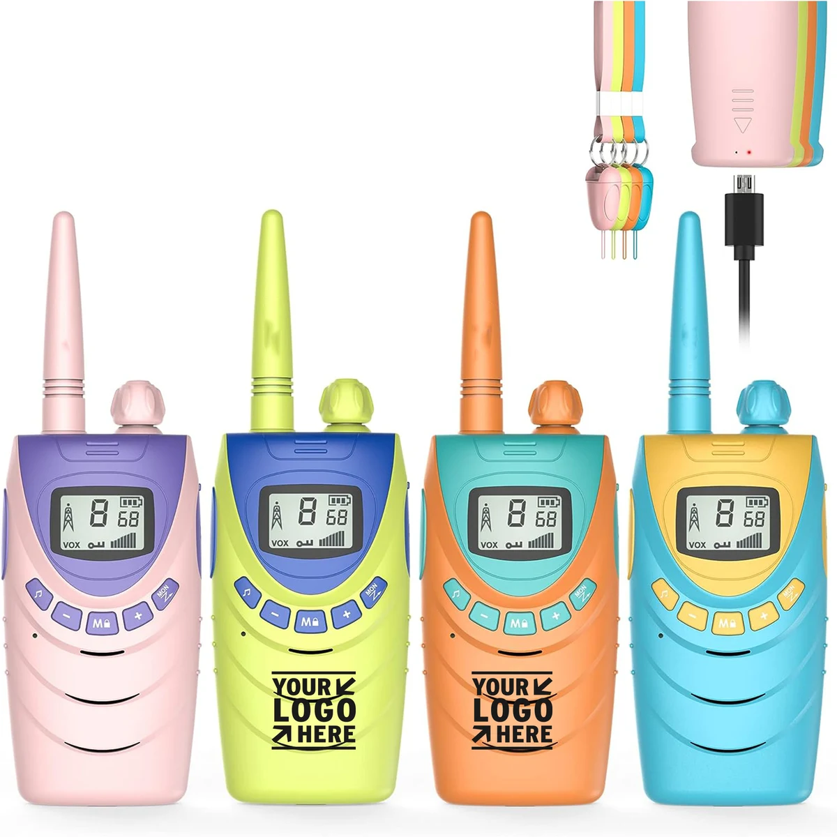 4 Pack Kid Girls Outdoor Camping Games Rechargeable Walkie Talkies With - 1