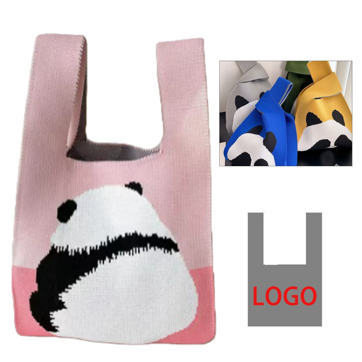 Customized Knitted Jacquard Tote Bag, custom tote bag with logo imprint 1