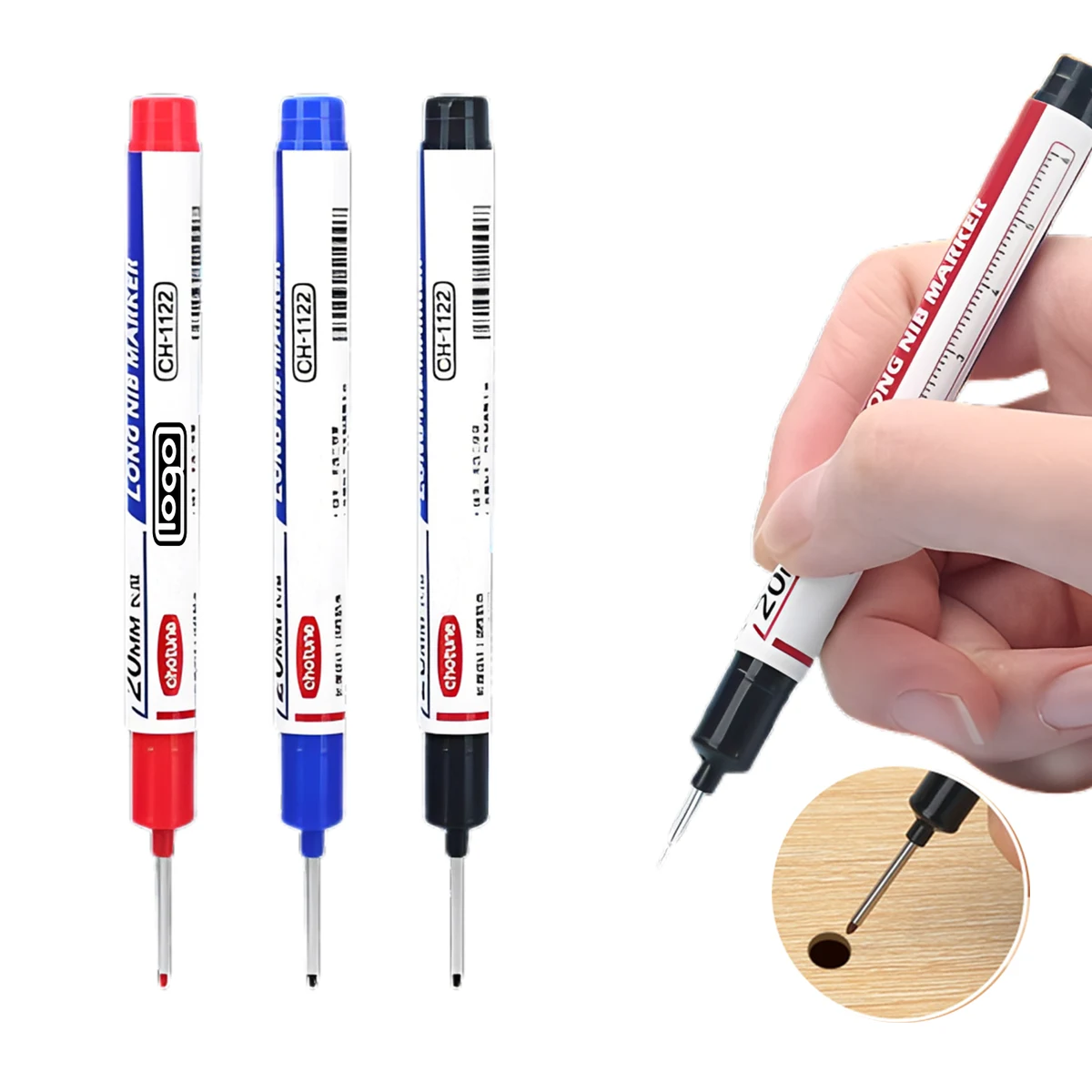 Deep Hole Long Tip Tile Wood Waterproof Quick-Dry Marker Pen 1