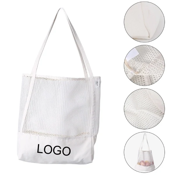 Reusable Canvas Large Capacity Beach Bag, custom tote bag with logo imprint 1
