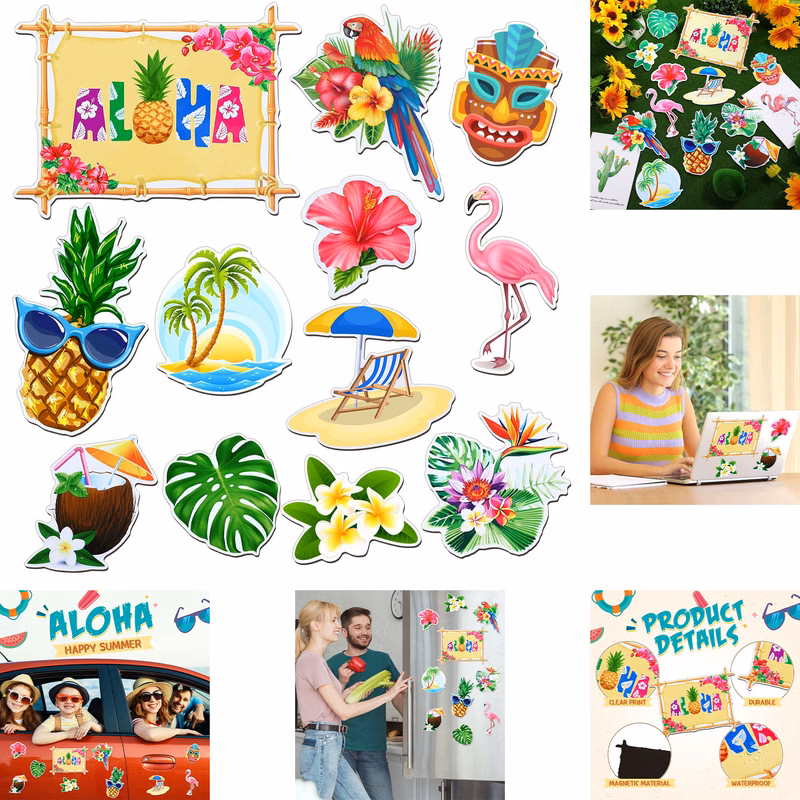 12 pieces Magnetic Decals Decorative Funny Fridge Stickers