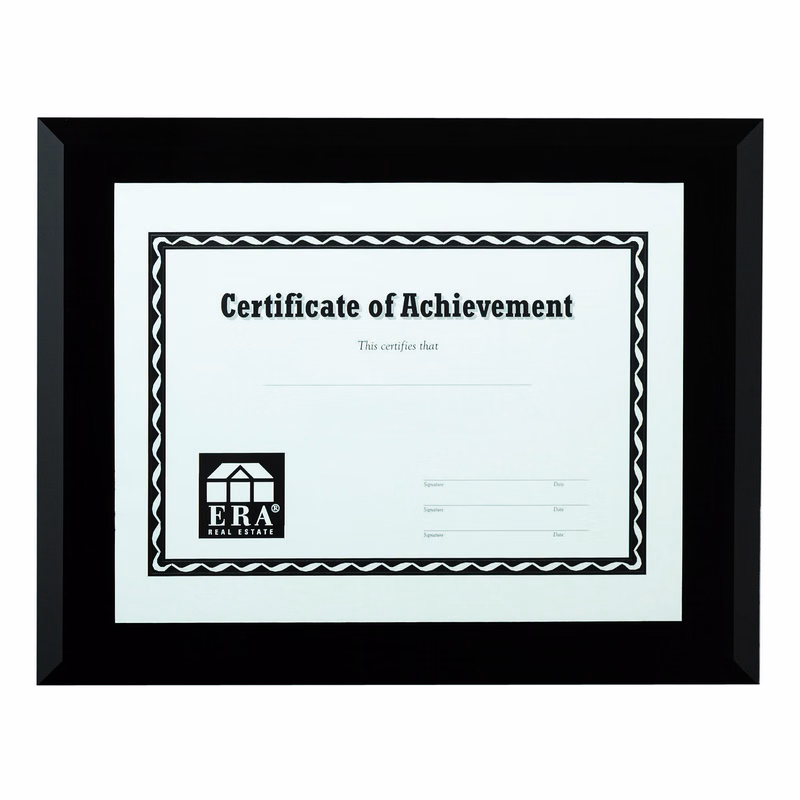 Beveled Black Glass w/Certificate Holder