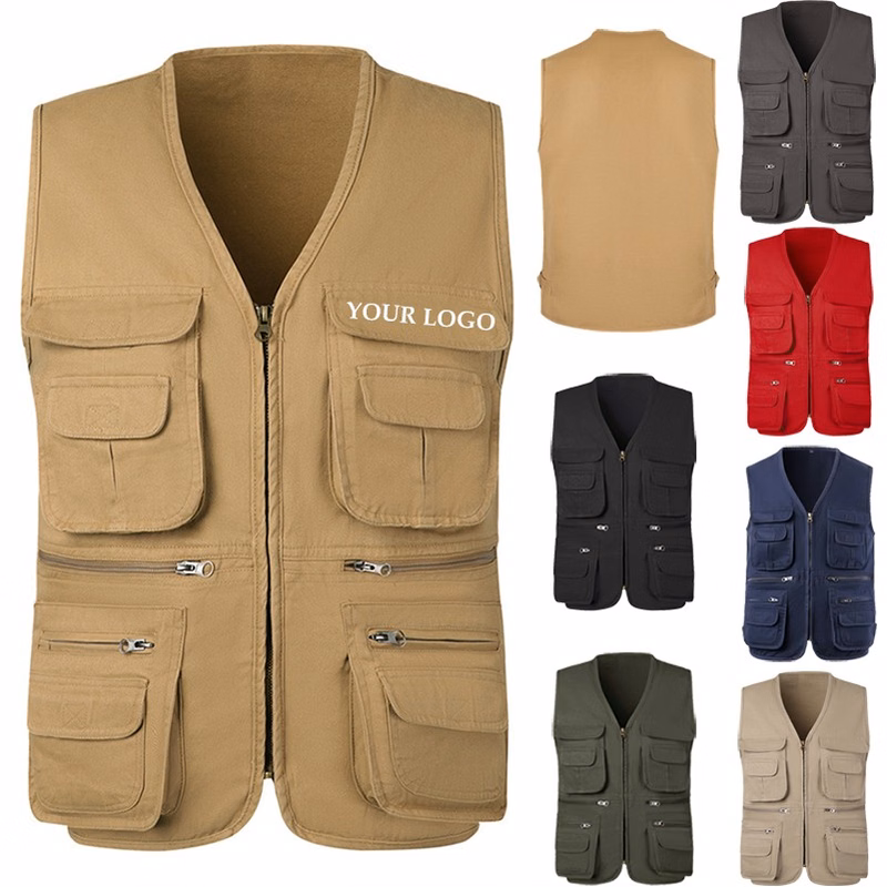 Men's Multi Pockets 100% Cotton Cargoes Fisherman Vest