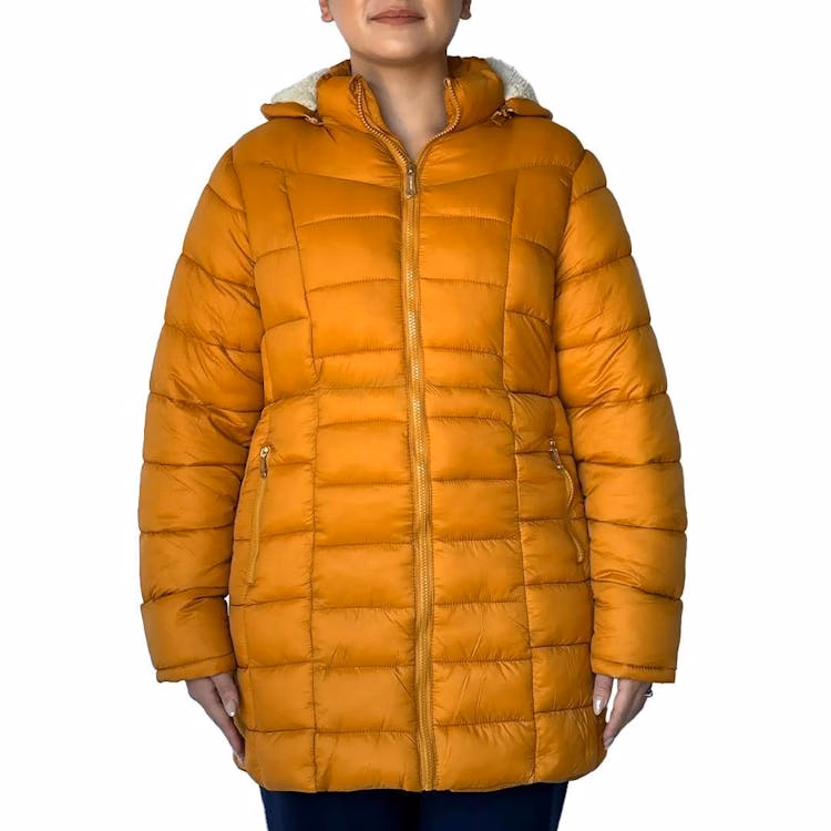 Women's Three-Quarter Quilted Jackets Mustard Yellow S-XL