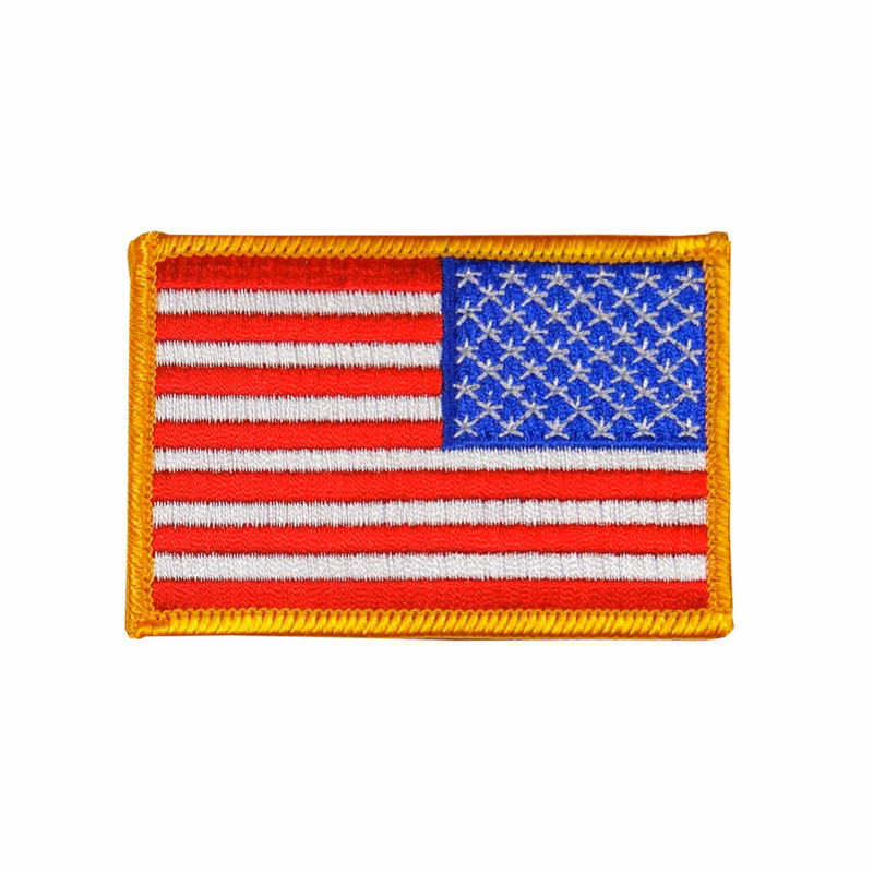USA - American Reversed Flag Embroidered Patch - Gold Border - 2" x 3" - EAF-3-Gold