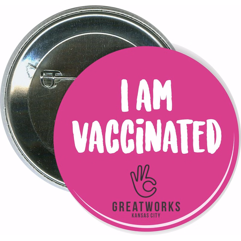I am Vaccinated, pink, COVID-19 Button