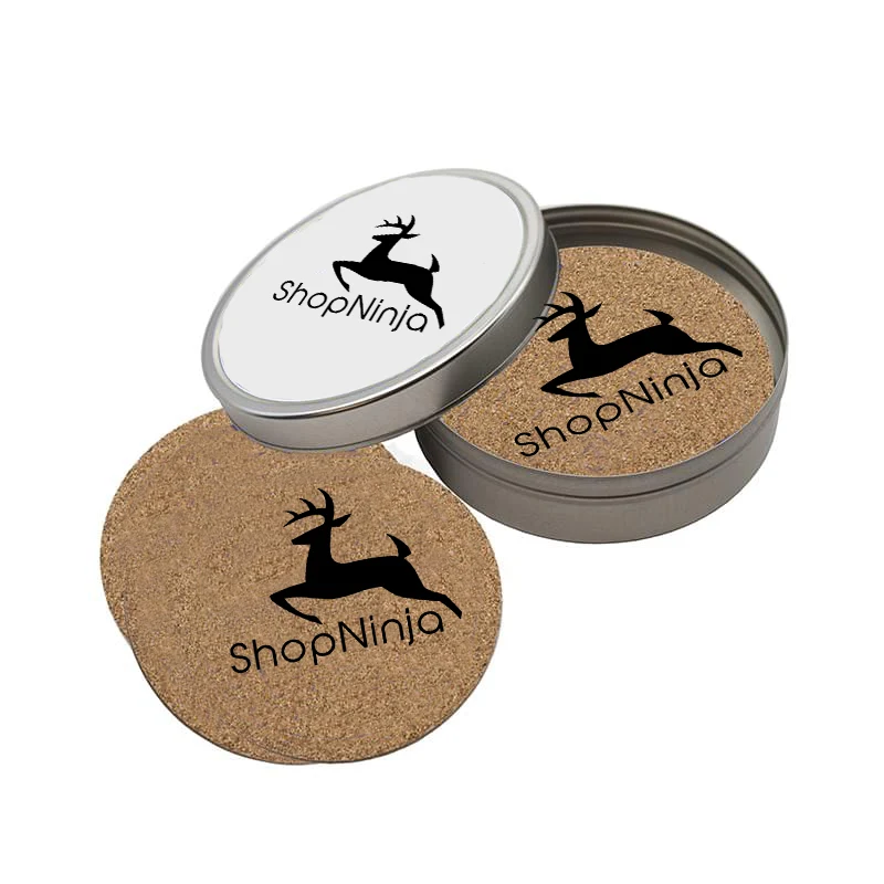 Cork Coaster Set in Round Tin 1