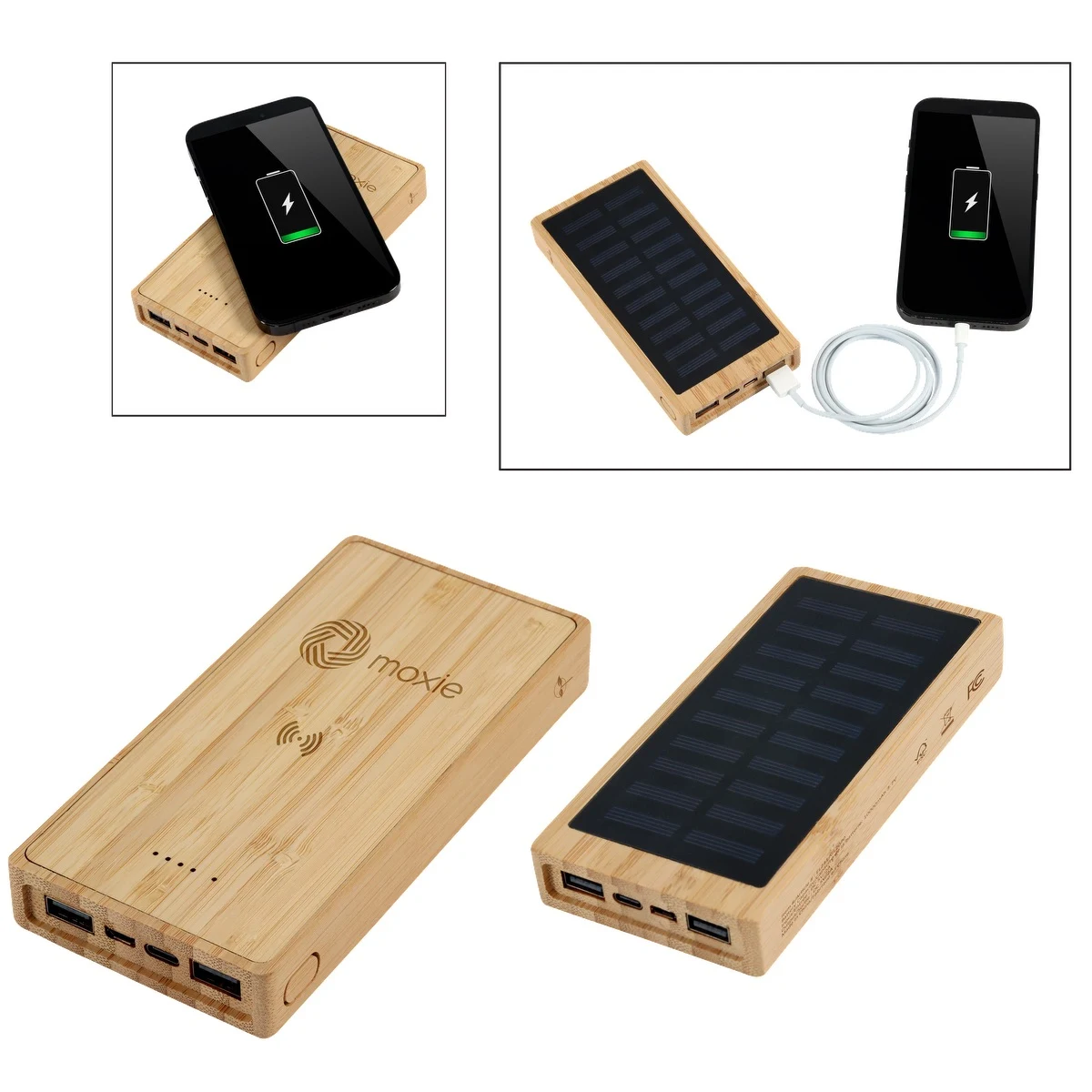 Bamboo 10,000mAh Solar/Wireless Powerbank 1