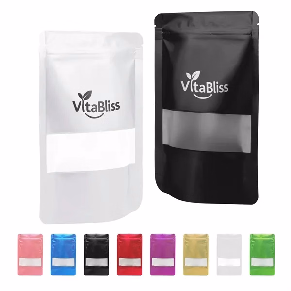 Custom Stand Up Aluminum Food Bag With Clear Window — Premium Ziplock Food Packaging