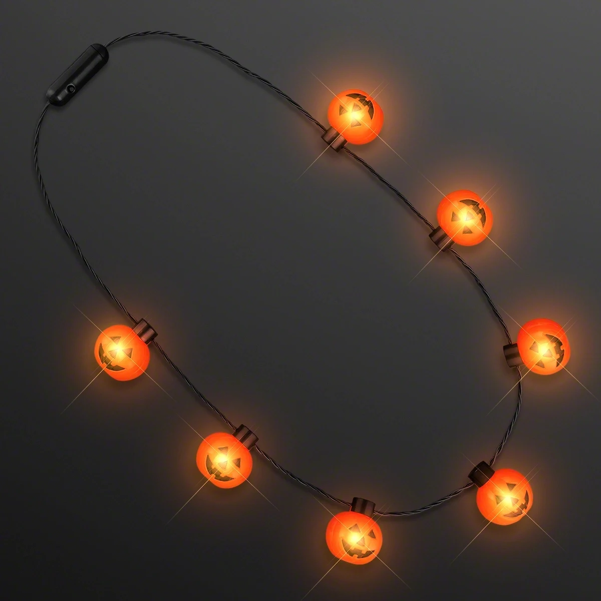 Big Pumpkin Light Bulbs Halloween Necklace 1