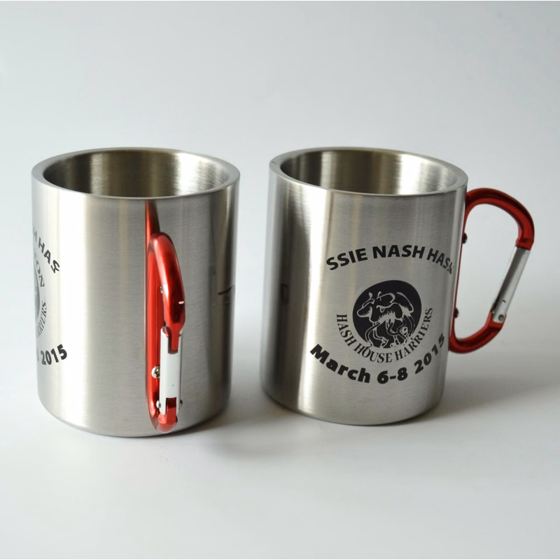 10 Oz. 304 Stainless Steel Camping Carabiner Mug Cup