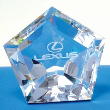 STARFIRE GLASS PENTAGON STAR PAPERWEIGHT 1