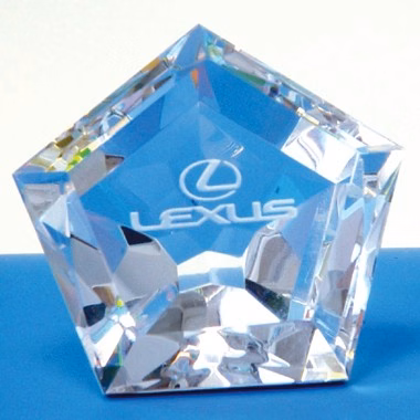 STARFIRE GLASS PENTAGON STAR PAPERWEIGHT