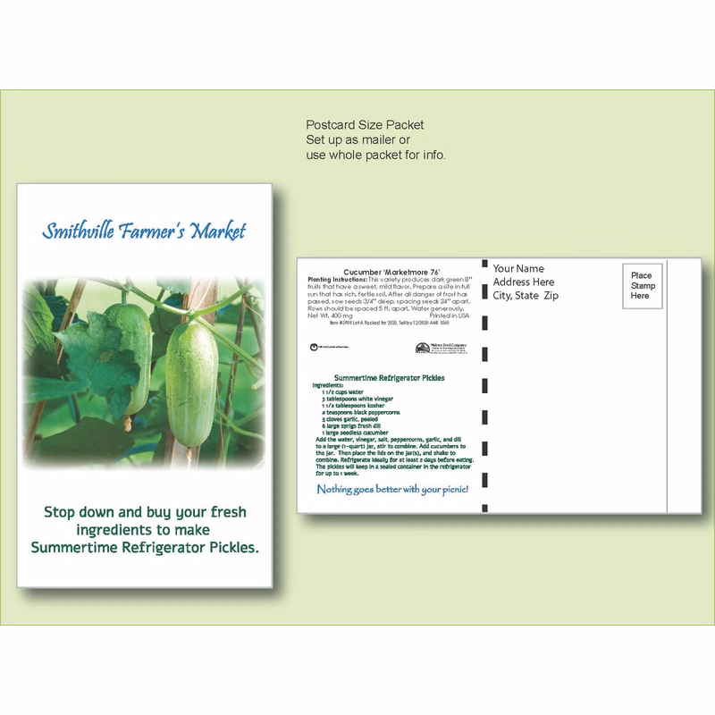 Cucumber Seed Packet - Postcard Mailer Size 4" x 6.5"