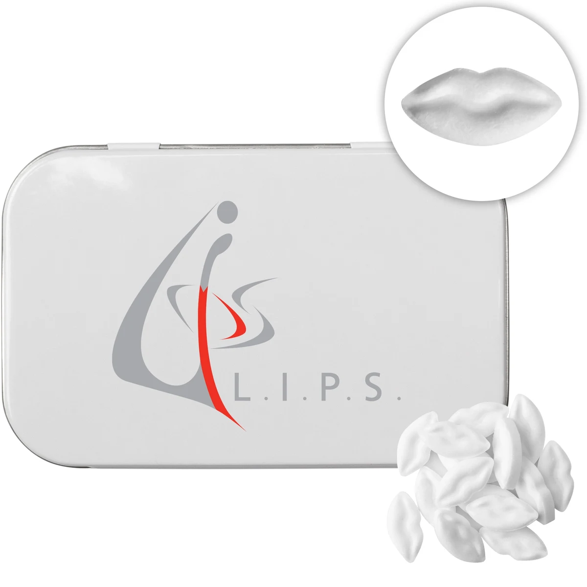 Rectangular Tin with Lip Shaped Mints 1