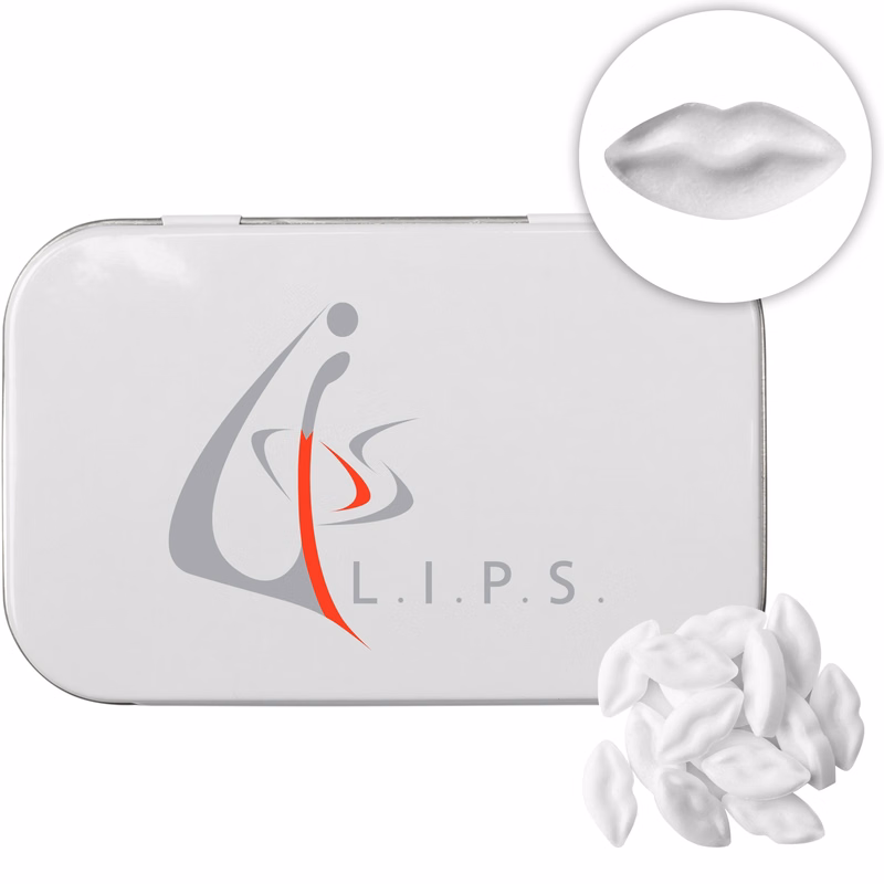 Rectangular Tin with Lip Shaped Mints