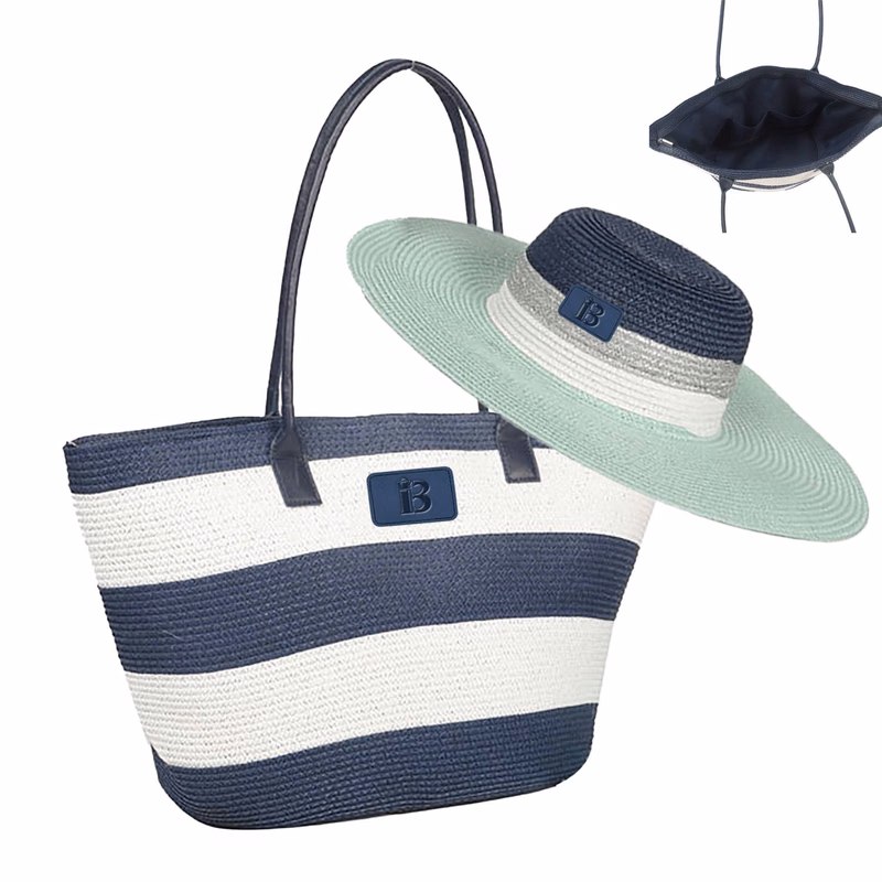 Natural Straw Bag Hand Woven Round Handle Handbags Retro