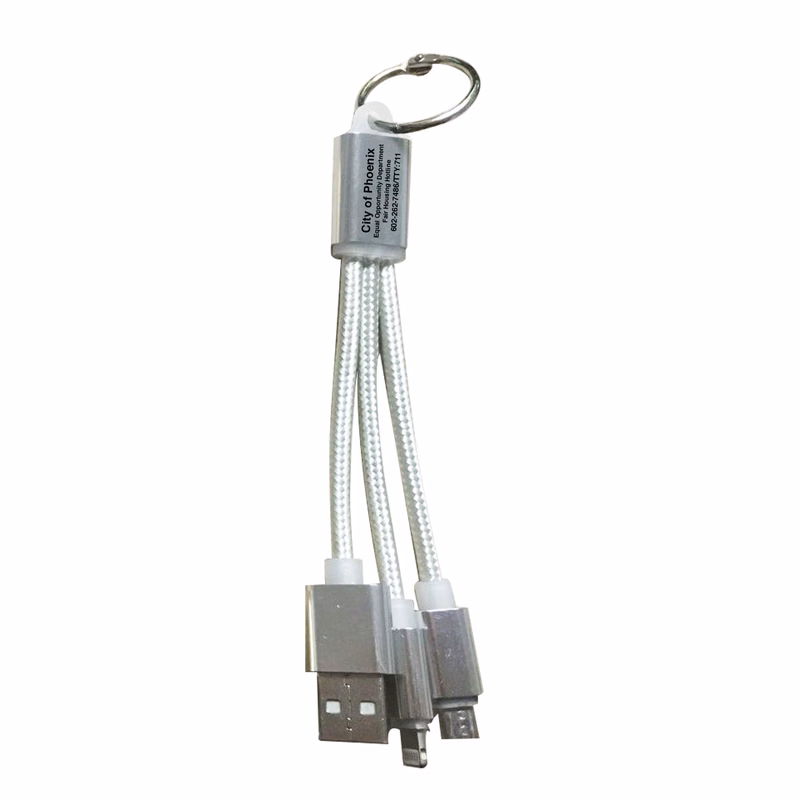 USB Phone Charging Cable Keychain 2-In-1