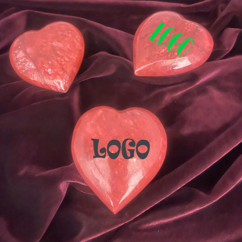 Red Marble HeartPaperweight in Velvet Pouch