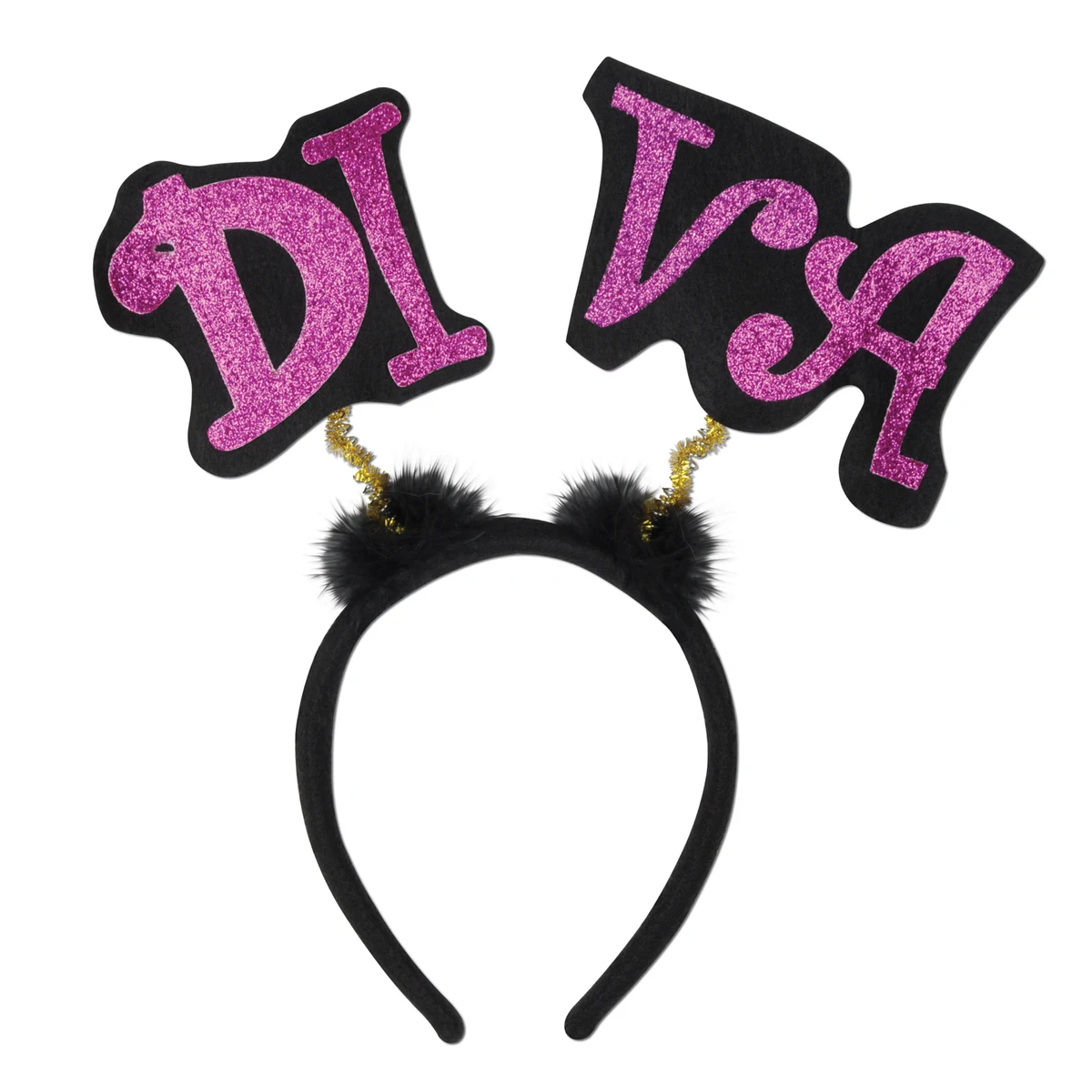 Glittered Diva Boppers Headband W/Marabou 1