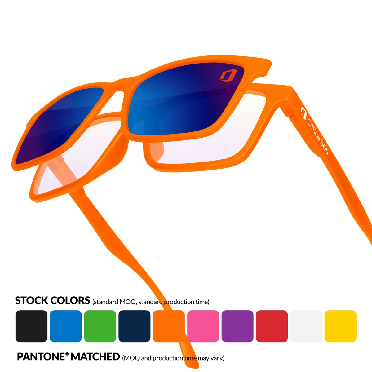Blue Light Blocking Duo Frame w/ Snap Mirrored Lens & 1-Color Imprint (Lens+Temple) 1