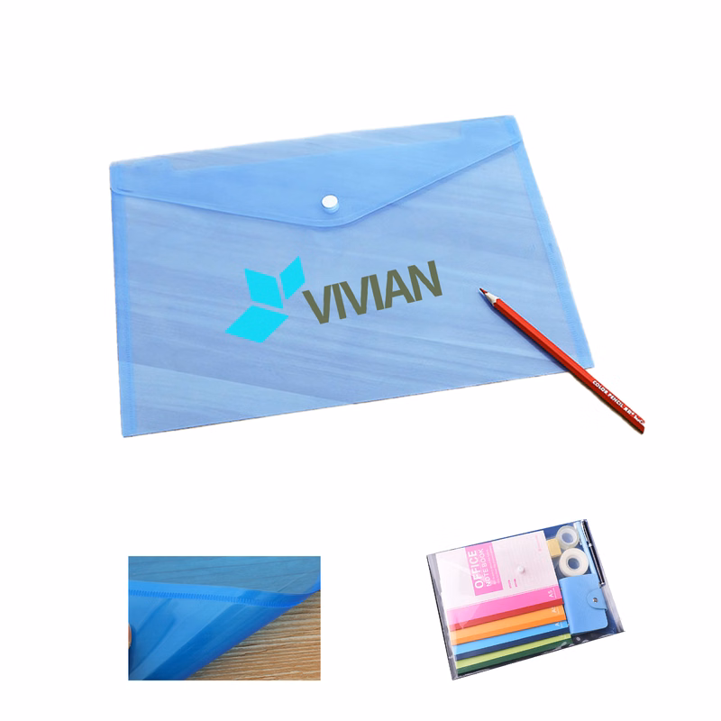 A4 Transparent Office File Folder with Button Closure