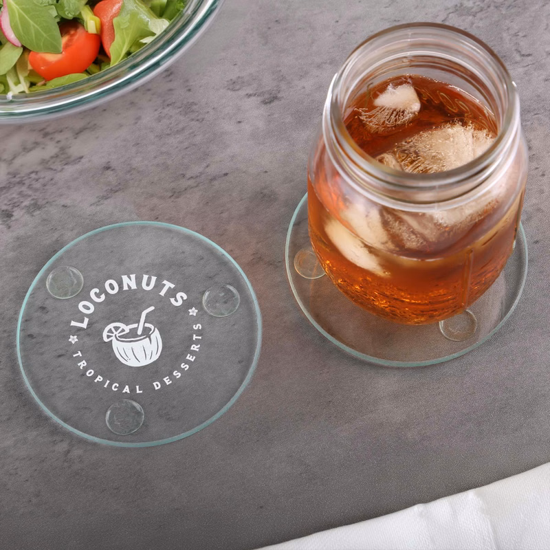 Round Glass Coasters: Single