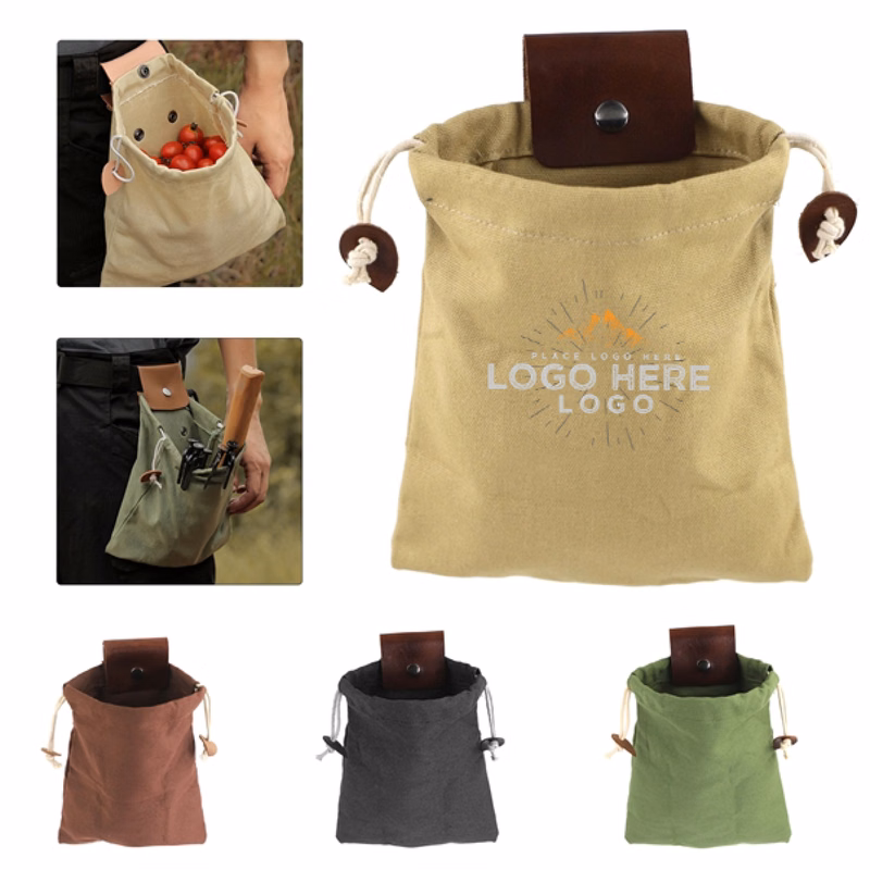MOQ 50 Durable Canvas Foraging Pouch For Hiking And Camping
