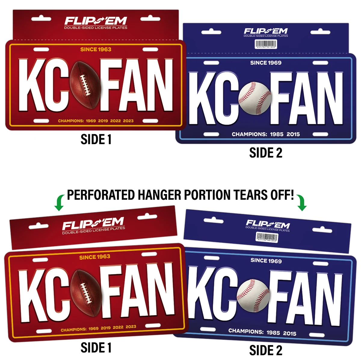12" x 6" Flip 'Em Double-Sided Tear-Off License Plate with Hanger (12" x 8") 1