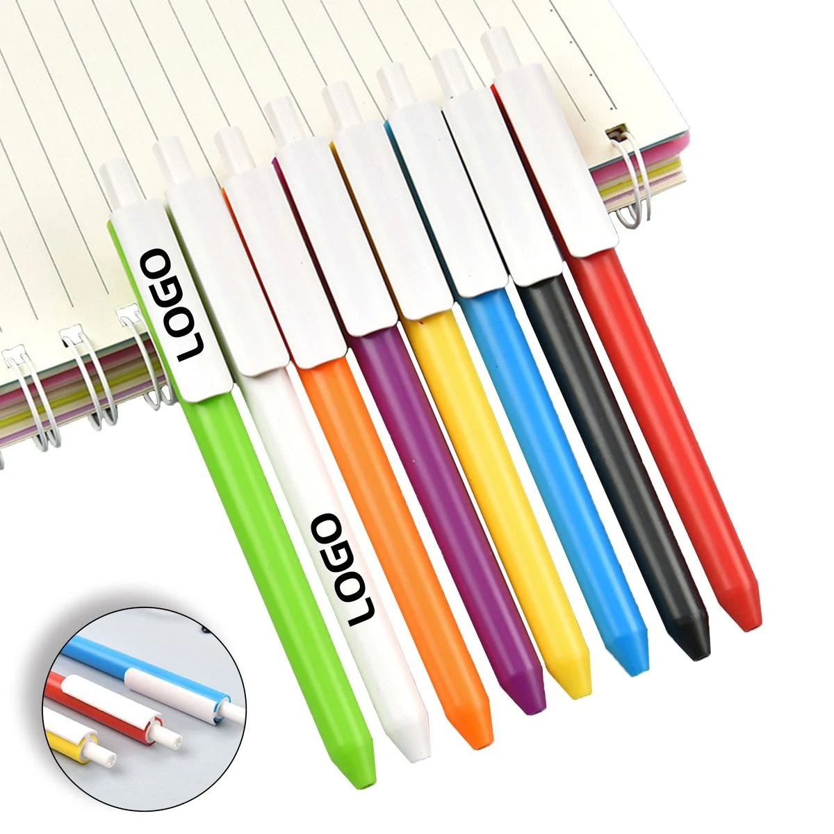 Candy Color Retractable Plastic Ballpoint Pen with Wide Clip 1