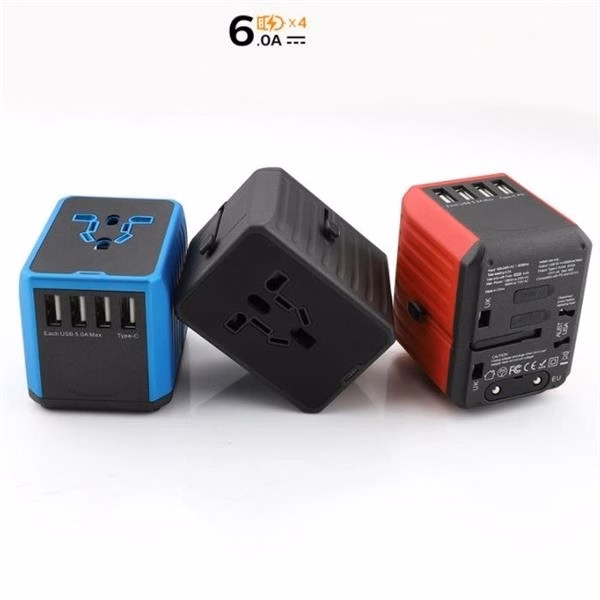 International Plug Adapter with 4 USB Outlets