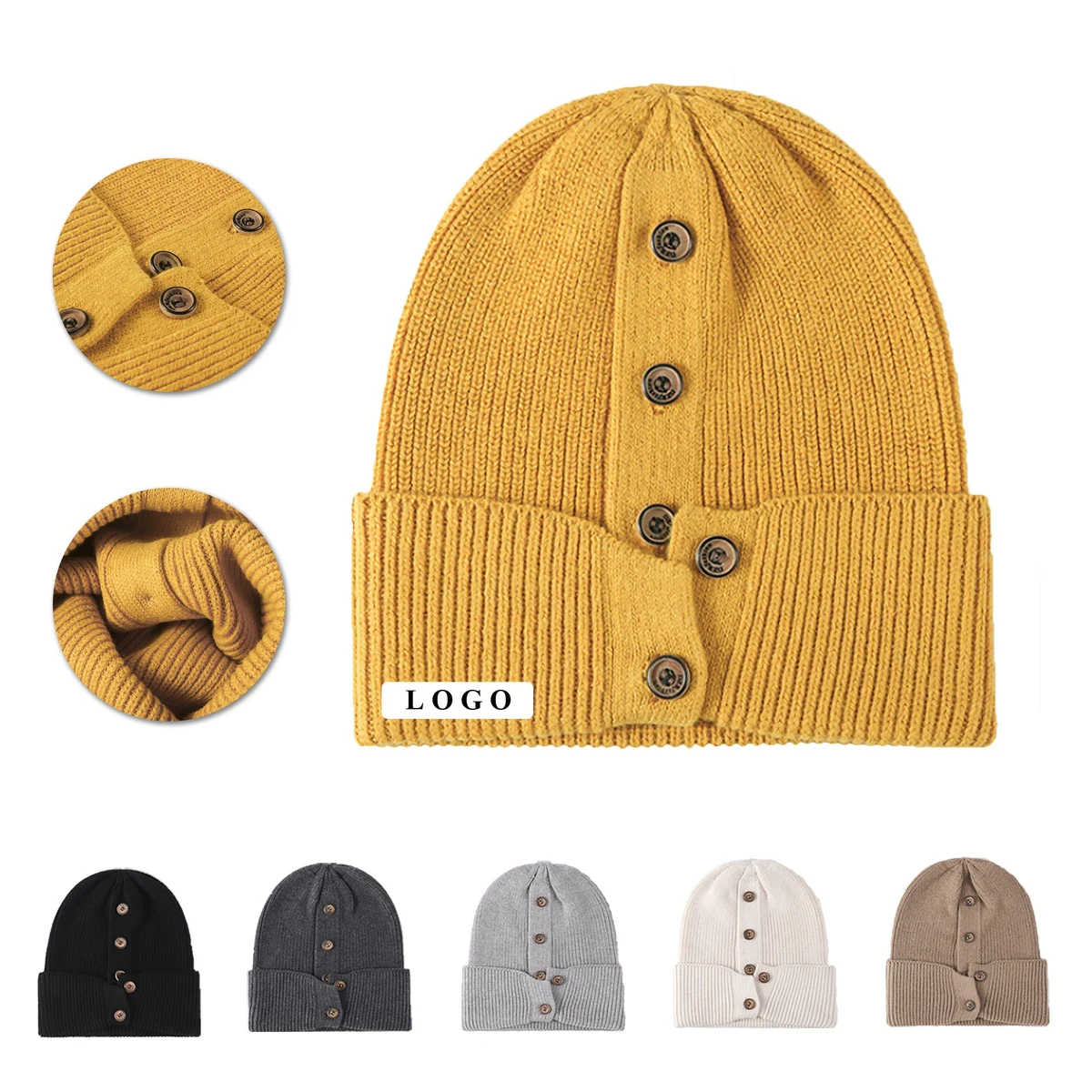 Warm Beanie With Buttons 1